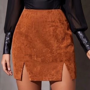 Double Slit Corduroy Skirt